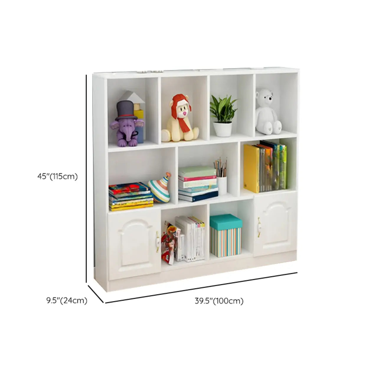 Simple White Modern Rectangular Wide Storage Bookcase
