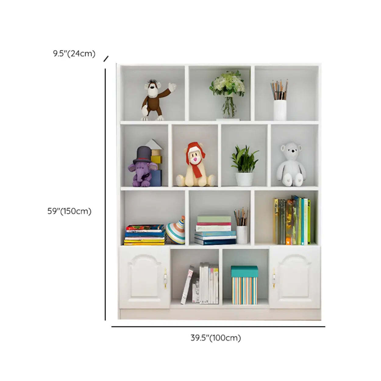 Simple White Modern Rectangular Wide Storage Bookcase