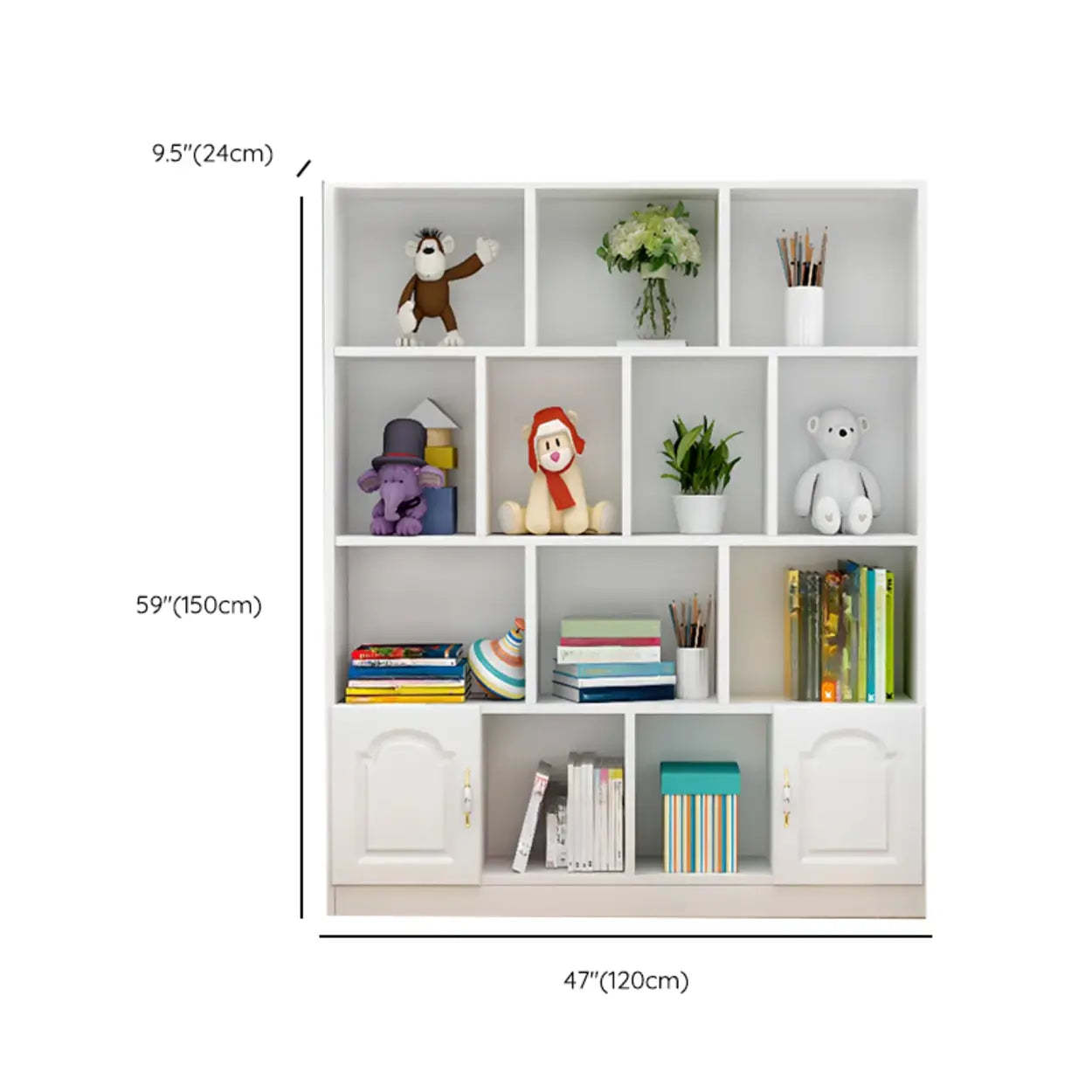 Simple White Modern Rectangular Wide Storage Bookcase