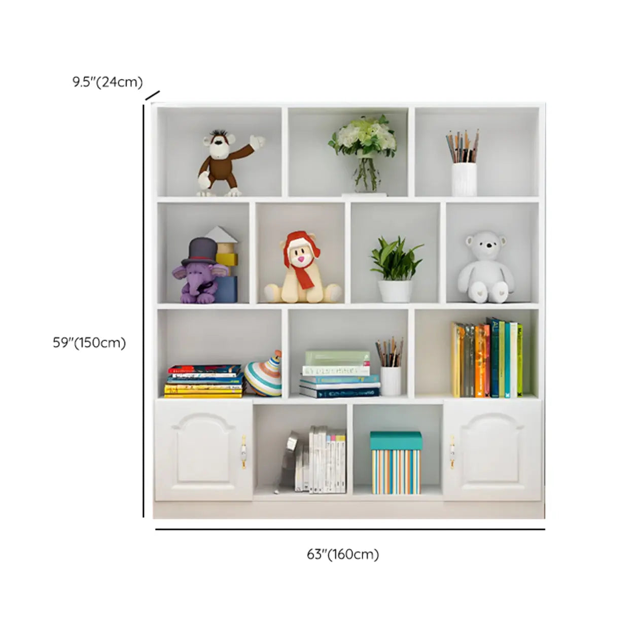 Simple White Modern Rectangular Wide Storage Bookcase