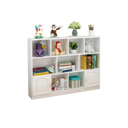 Simple White Modern Rectangular Wide Storage Bookcase