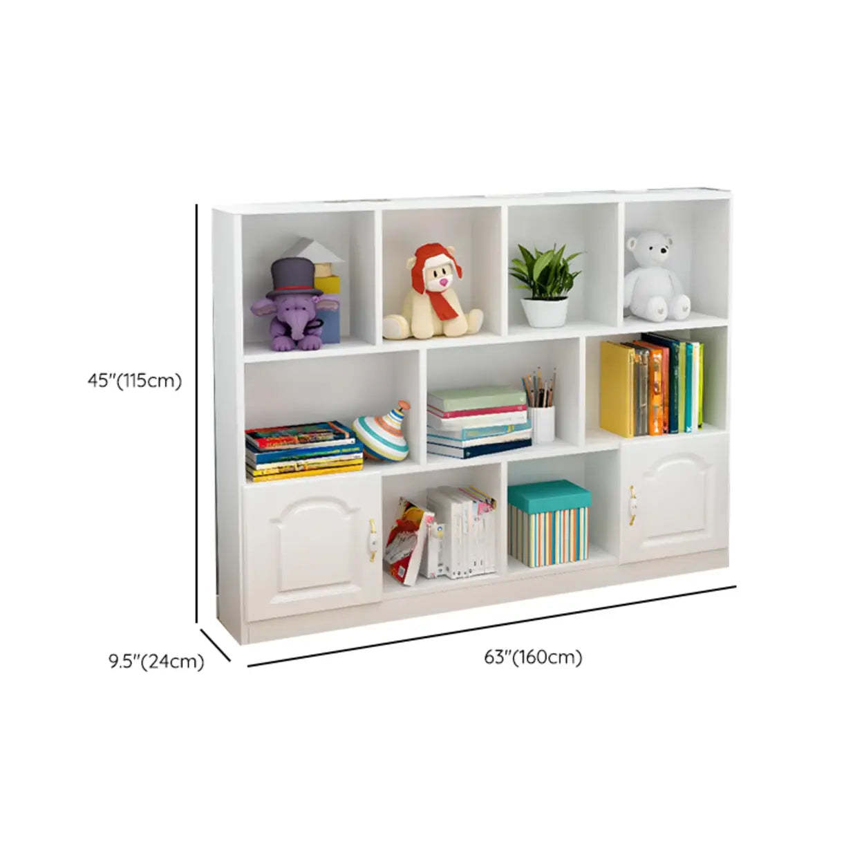 Simple White Modern Rectangular Wide Storage Bookcase