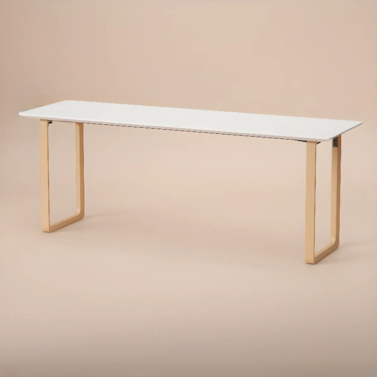 Simple White Wood Rectangular Sledge Writing Desk — Table Only
