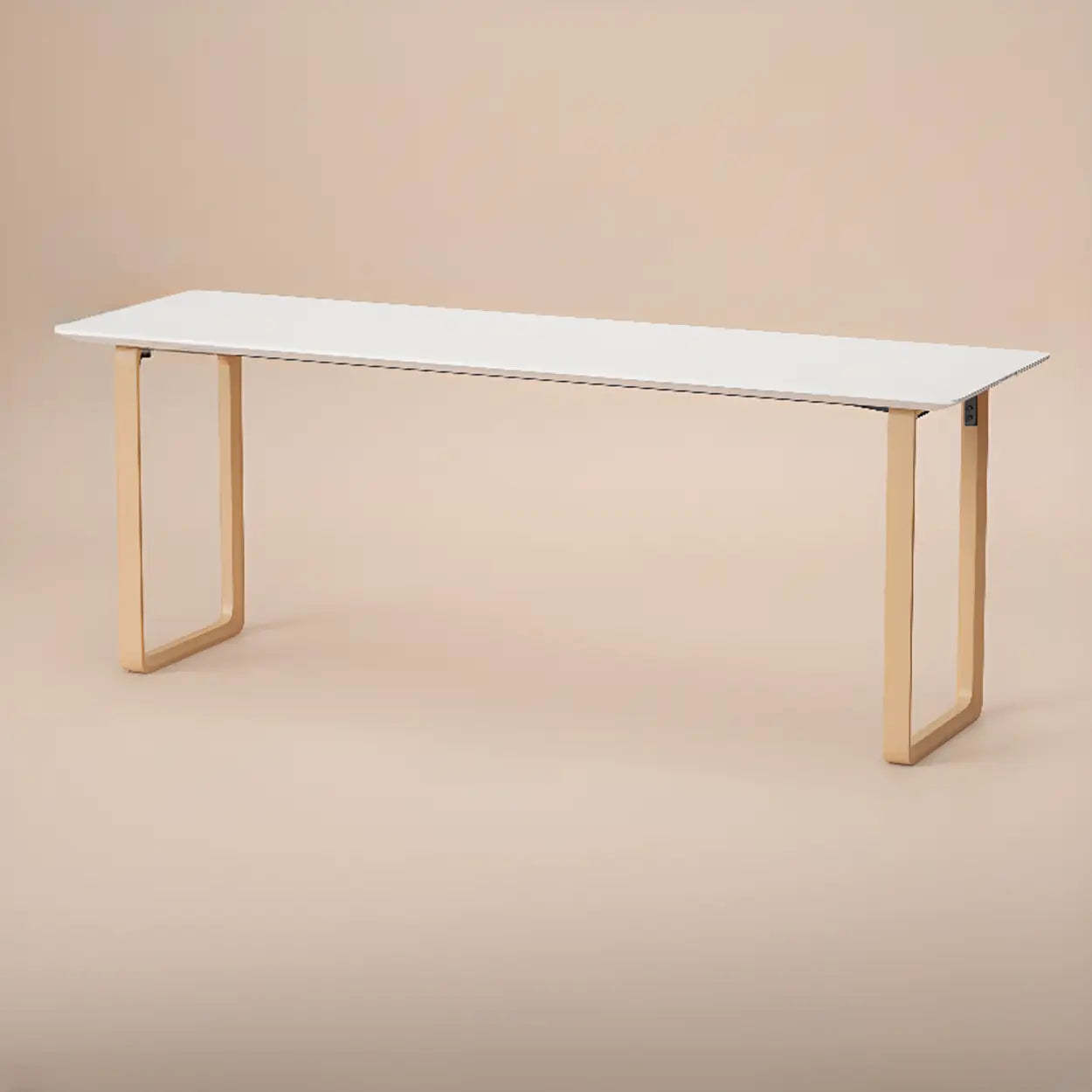 Simple White Wood Rectangular Sledge Writing Desk — Table Only