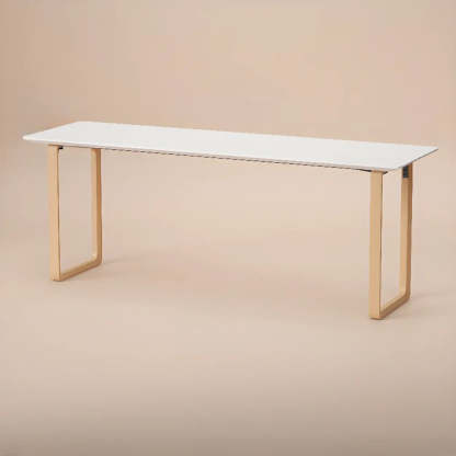Simple White Wood Rectangular Sledge Writing Desk — Table Only