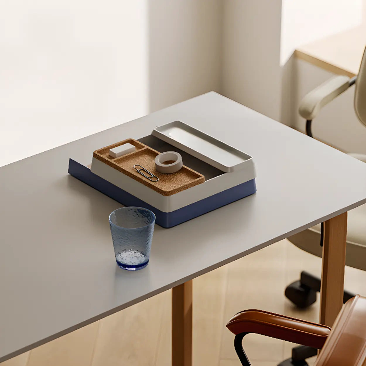 Simple White Wood Rectangular Sledge Writing Desk — Table Only