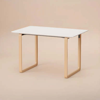 Simple White Wood Rectangular Sledge Writing Desk — Table Only