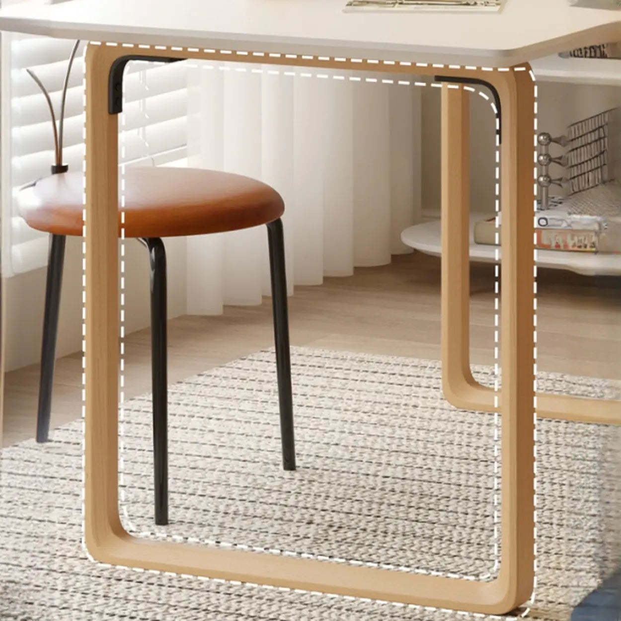 Simple White Wood Rectangular Sledge Writing Desk — Table Only