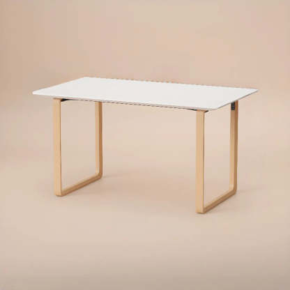 Simple White Wood Rectangular Sledge Writing Desk — Table Only