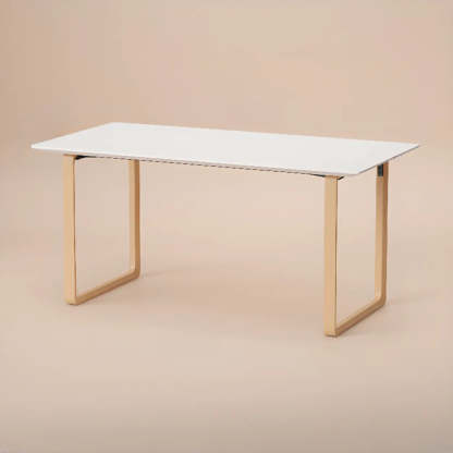 Simple White Wood Rectangular Sledge Writing Desk