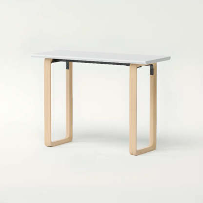Simple White Wood Rectangular Sledge Writing Desk