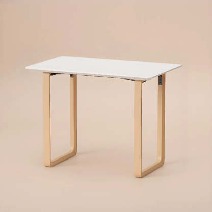 Simple White Wood Rectangular Sledge Writing Desk — Table Only