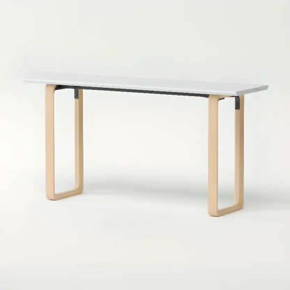 Simple White Wood Rectangular Sledge Writing Desk