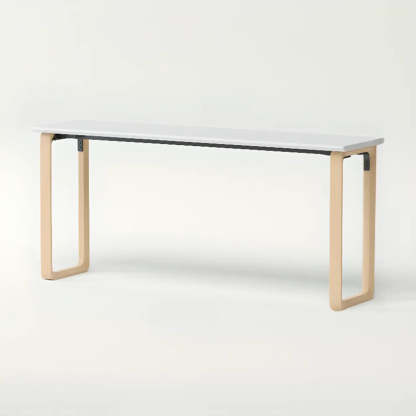 Simple White Wood Rectangular Sledge Writing Desk