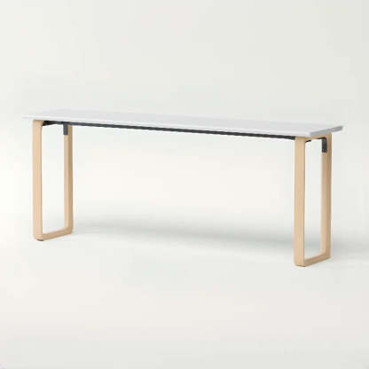 Simple White Wood Rectangular Sledge Writing Desk