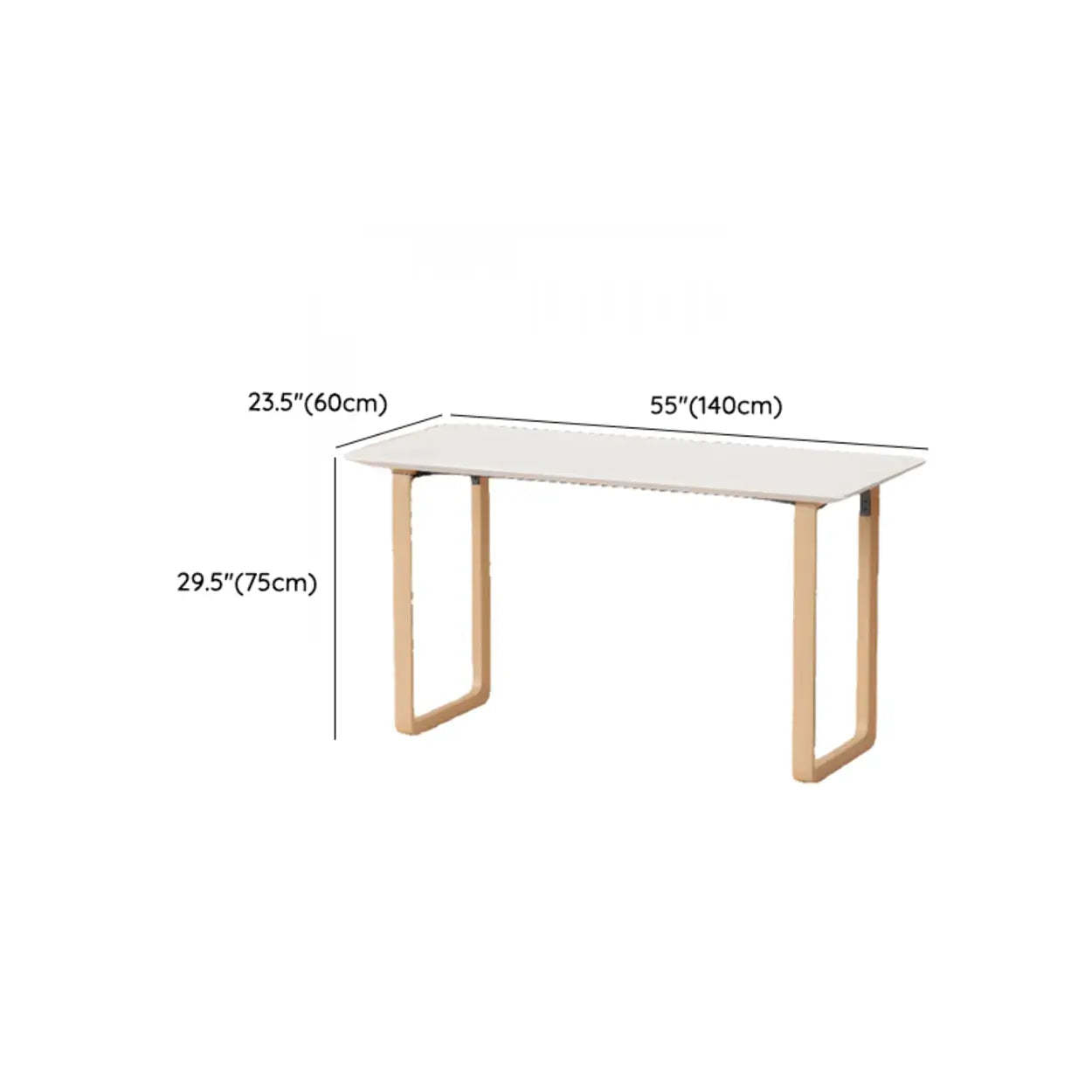 Simple White Wood Rectangular Sledge Writing Desk