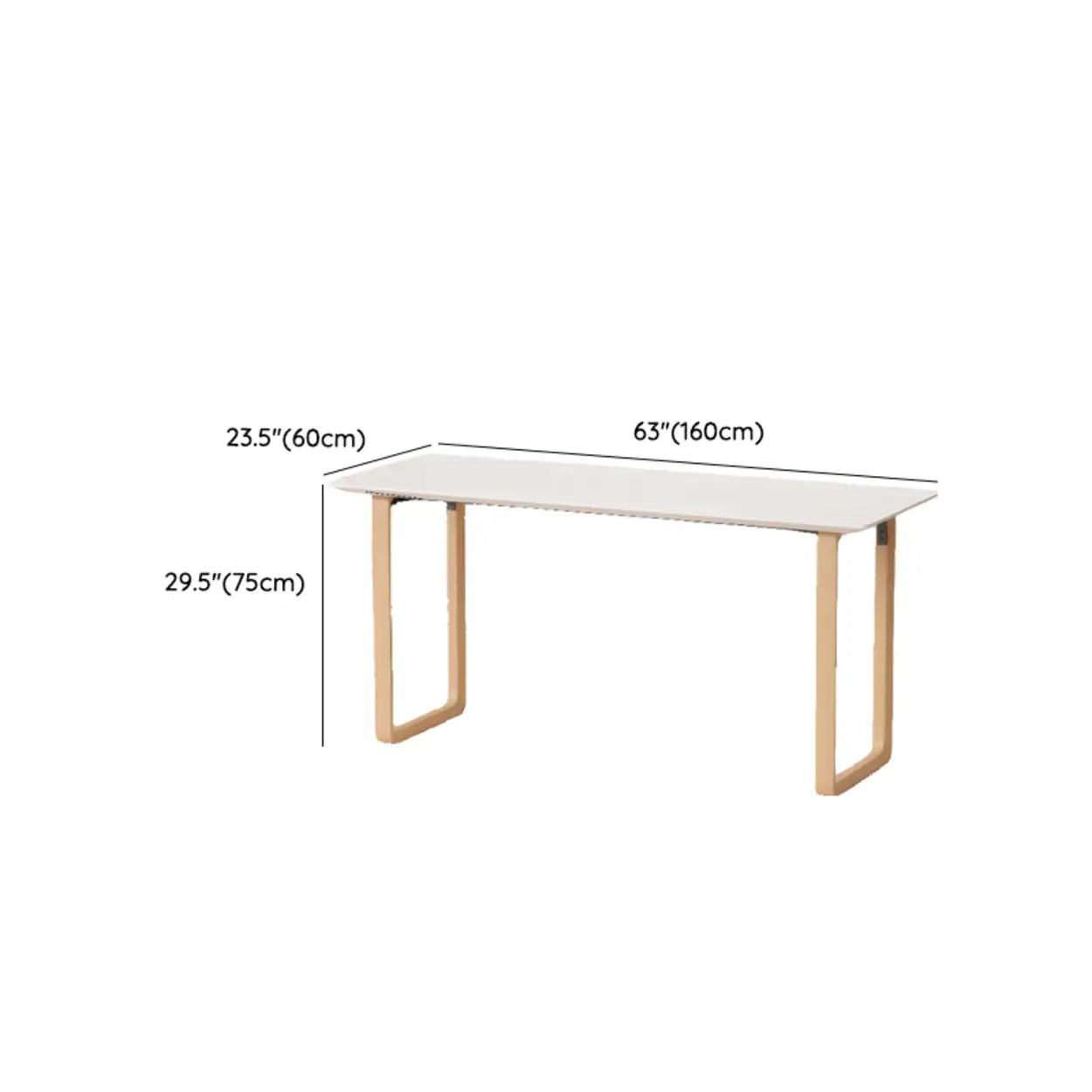 Simple White Wood Rectangular Sledge Writing Desk