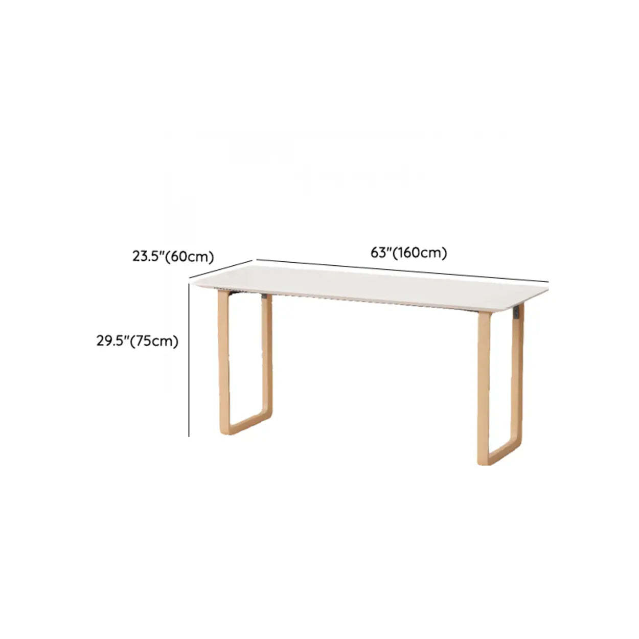 Simple White Wood Rectangular Sledge Writing Desk