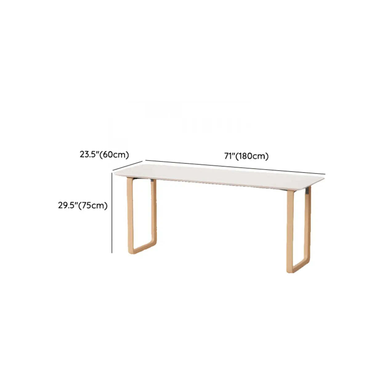 Simple White Wood Rectangular Sledge Writing Desk