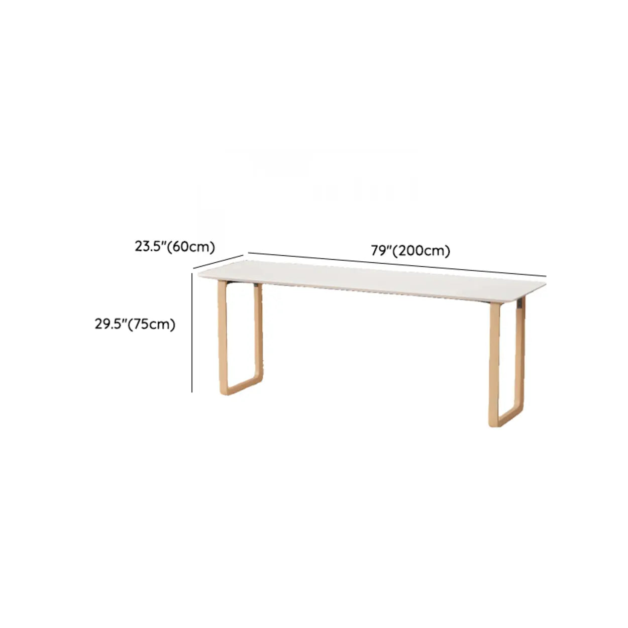 Simple White Wood Rectangular Sledge Writing Desk