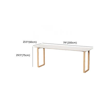 Simple White Wood Rectangular Sledge Writing Desk