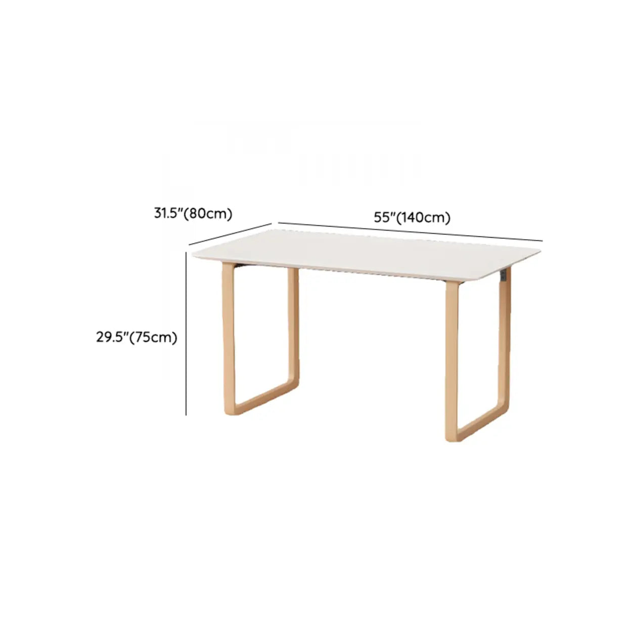 Simple White Wood Rectangular Sledge Writing Desk