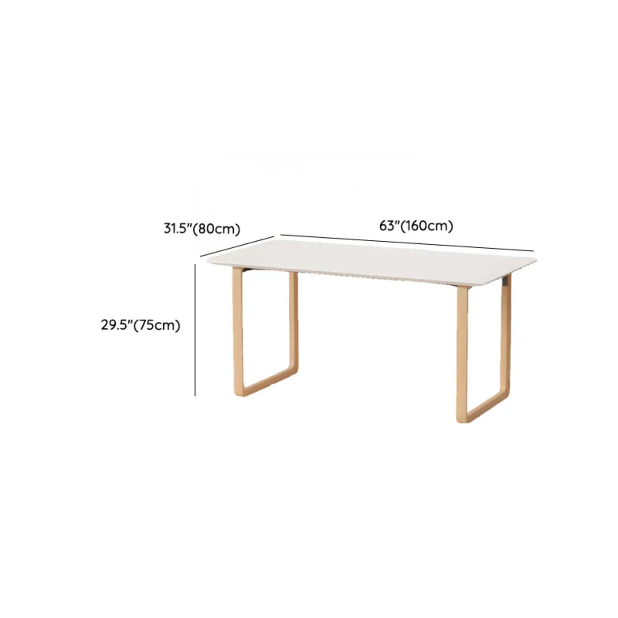 Simple White Wood Rectangular Sledge Writing Desk
