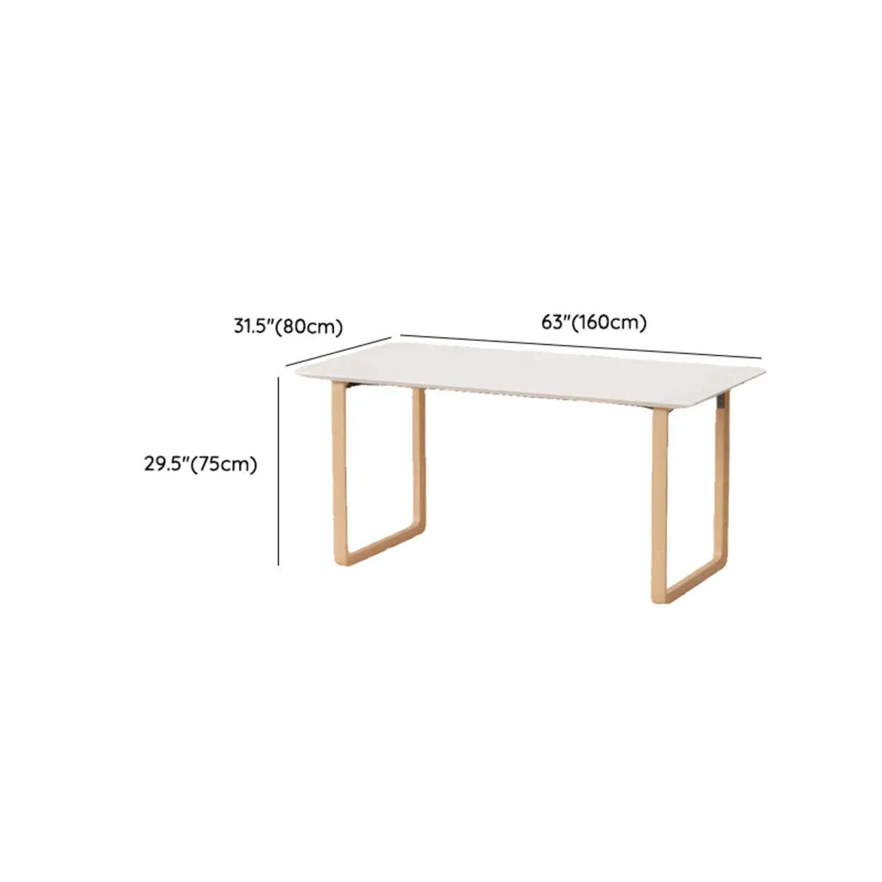 Simple White Wood Rectangular Sledge Writing Desk