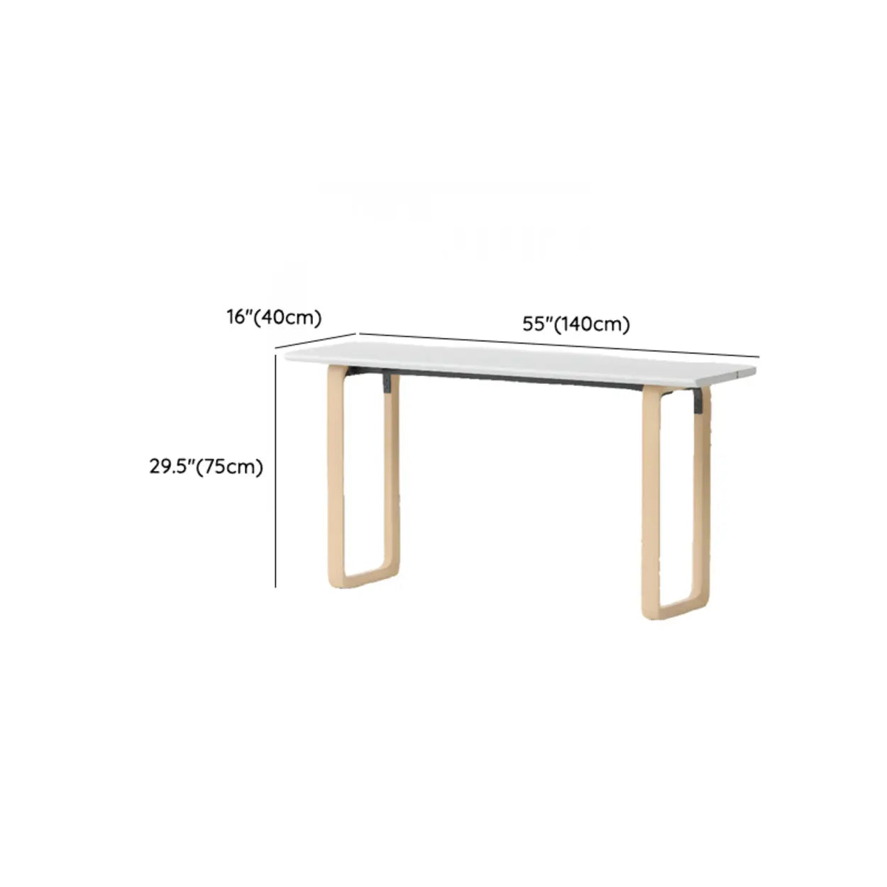 Simple White Wood Rectangular Sledge Writing Desk
