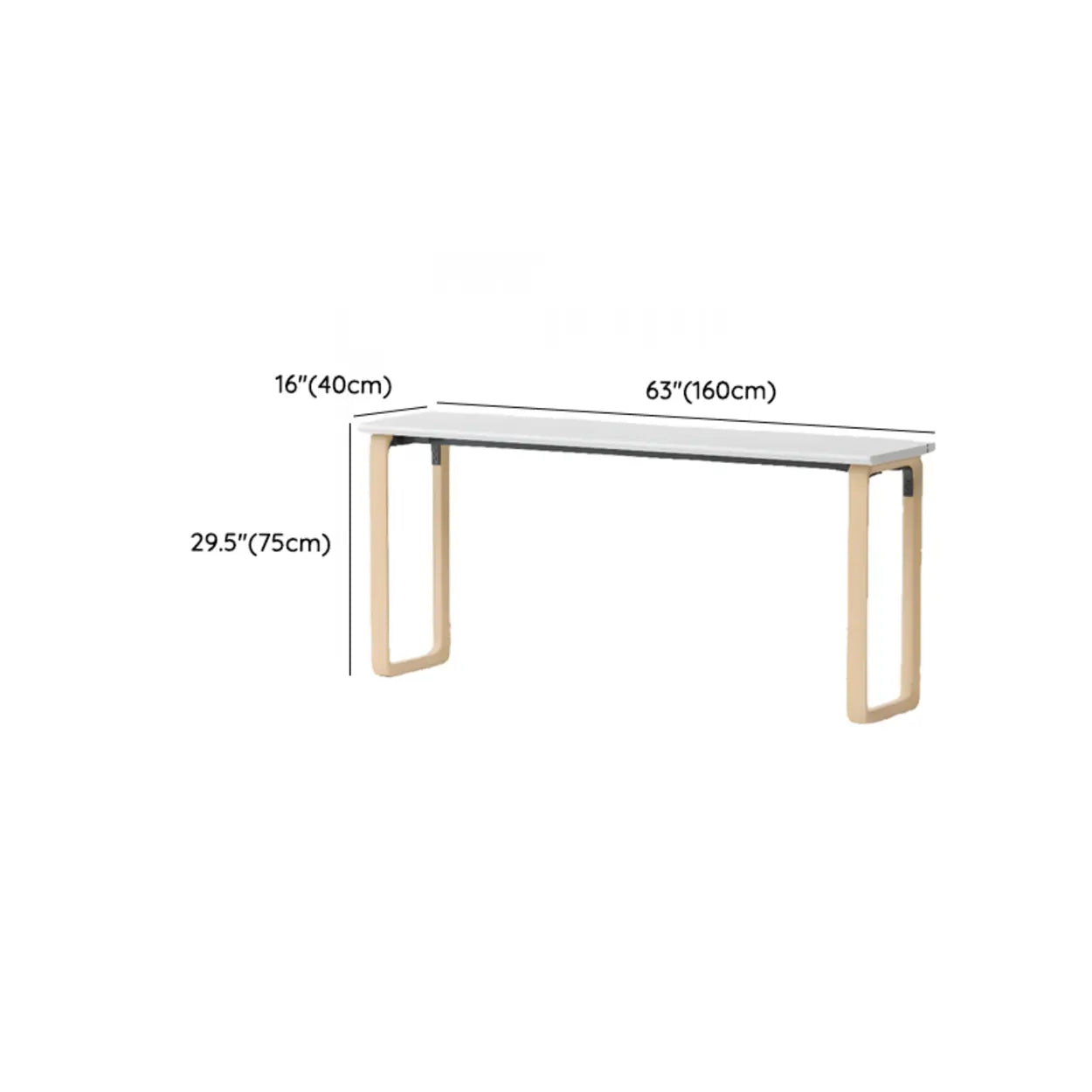 Simple White Wood Rectangular Sledge Writing Desk