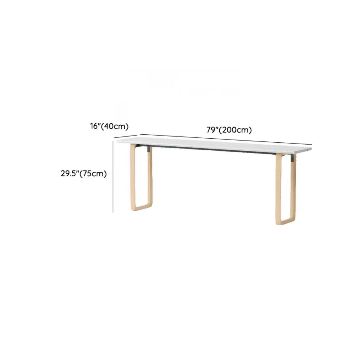 Simple White Wood Rectangular Sledge Writing Desk