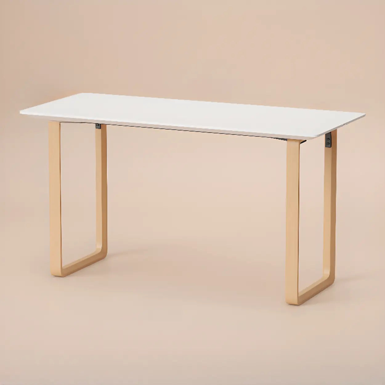 Simple White Wood Rectangular Sledge Writing Desk — Table Only