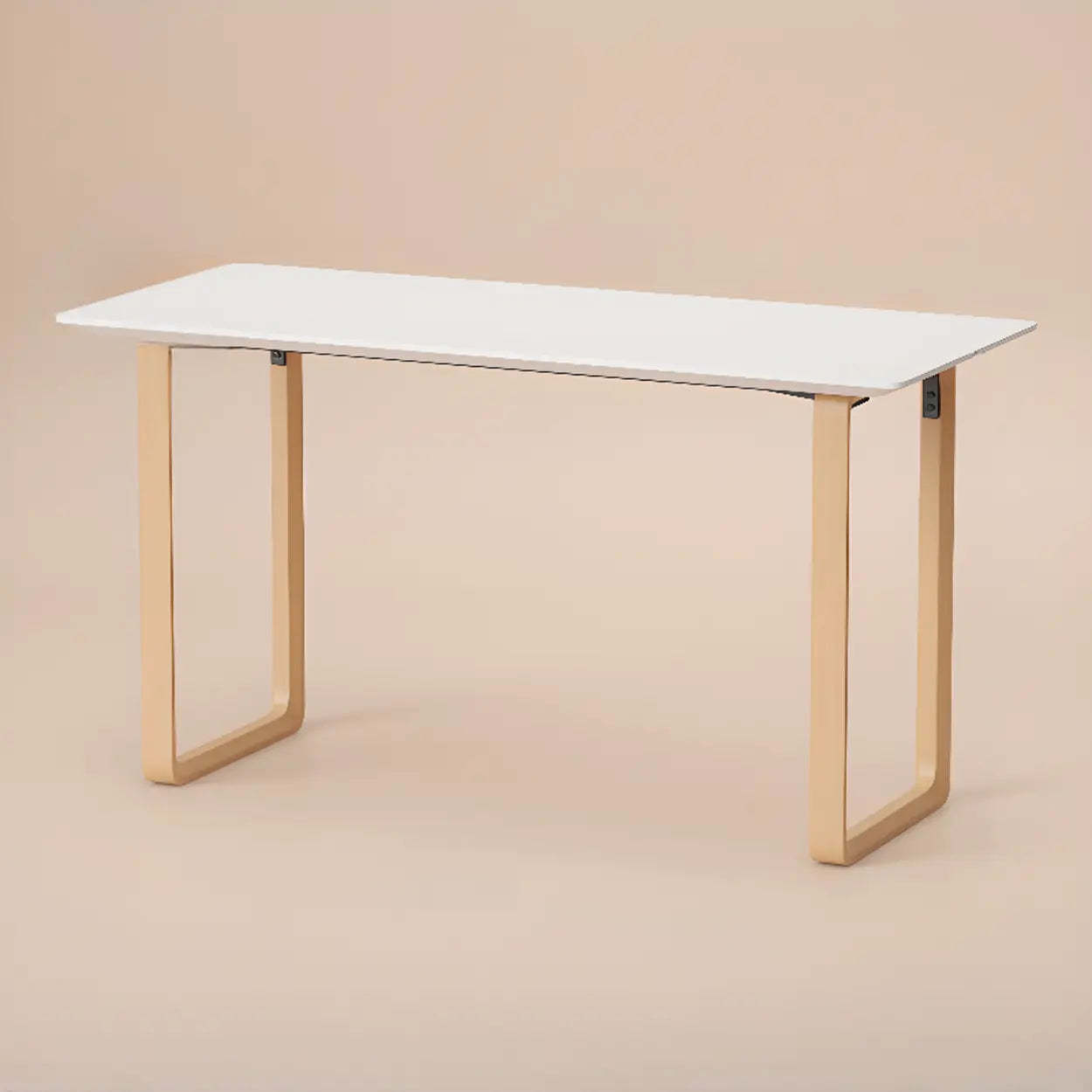 Simple White Wood Rectangular Sledge Writing Desk — Table Only