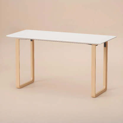 Simple White Wood Rectangular Sledge Writing Desk — Table Only