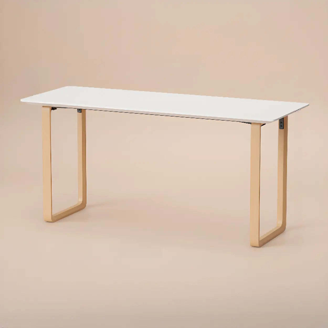Simple White Wood Rectangular Sledge Writing Desk — Table Only