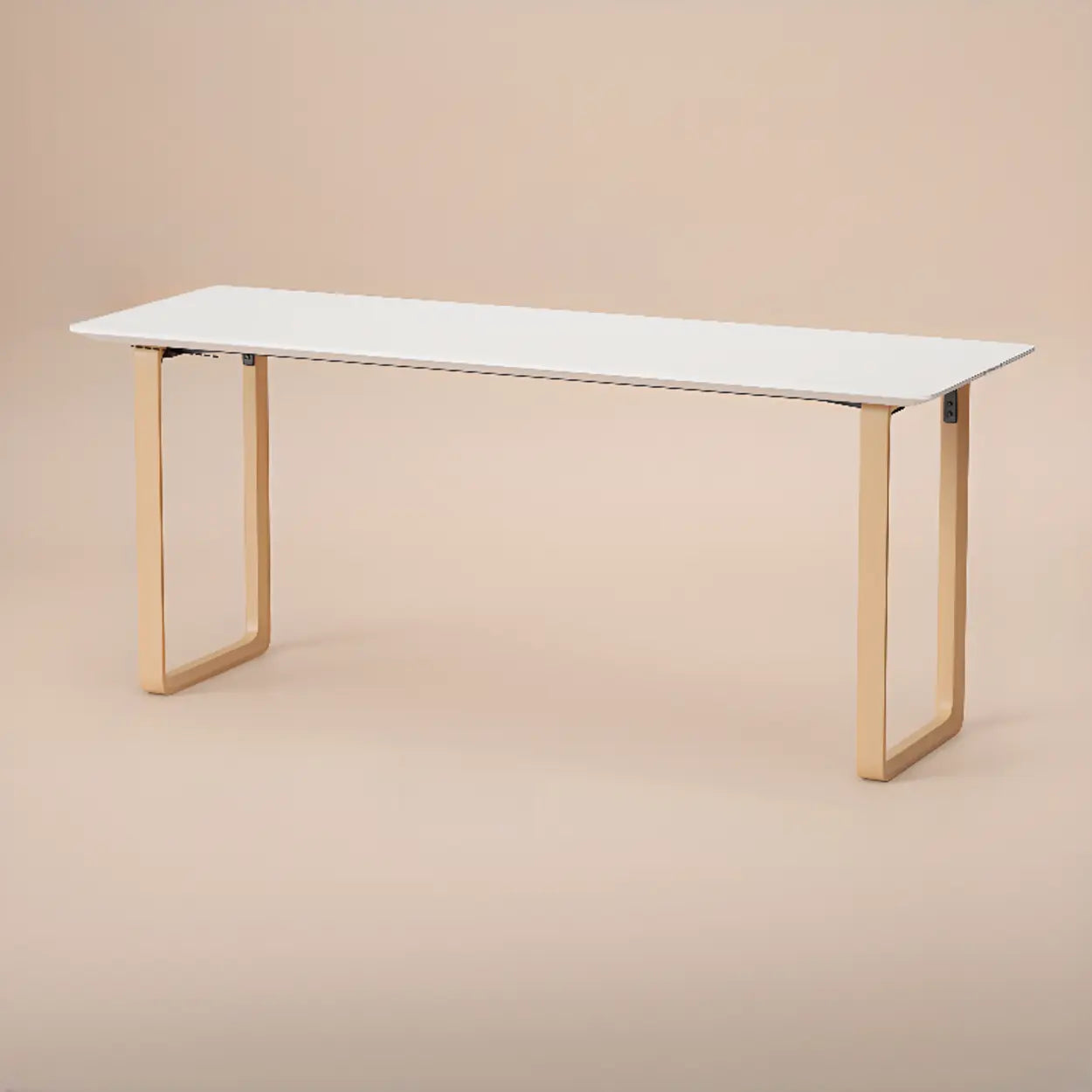 Simple White Wood Rectangular Sledge Writing Desk — Table Only