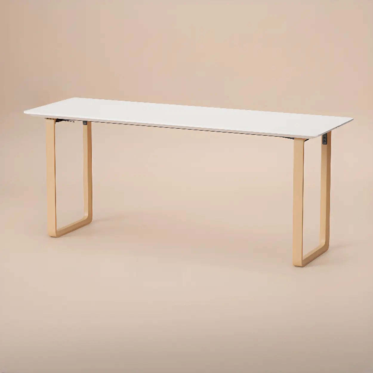 Simple White Wood Rectangular Sledge Writing Desk — Table Only