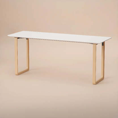 Simple White Wood Rectangular Sledge Writing Desk — Table Only