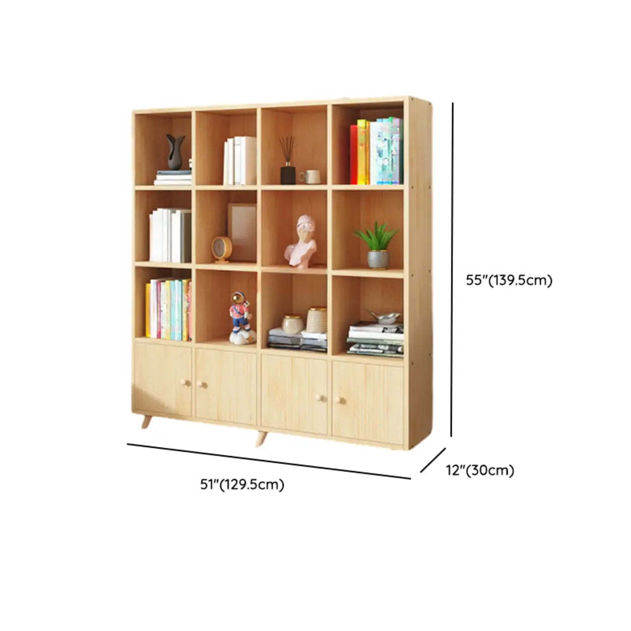 Wood Horizontal Closed-Back Bookcase