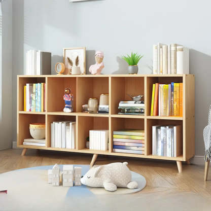Wood Horizontal Closed-Back Bookcase — With Cabinet