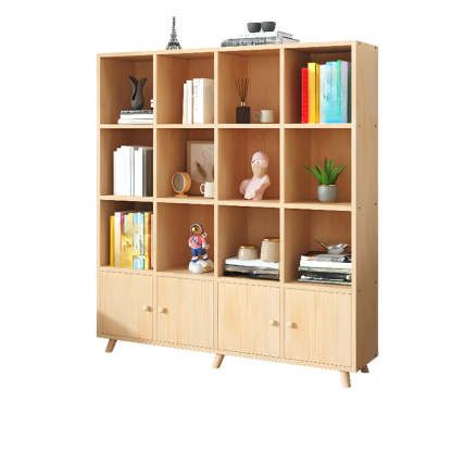 Wood Horizontal Closed-Back Bookcase — With Cabinet