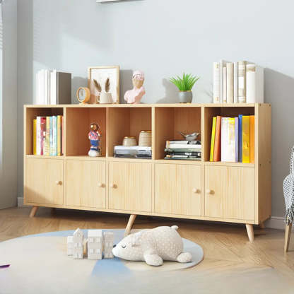 Wood Horizontal Closed-Back Bookcase — With Cabinet