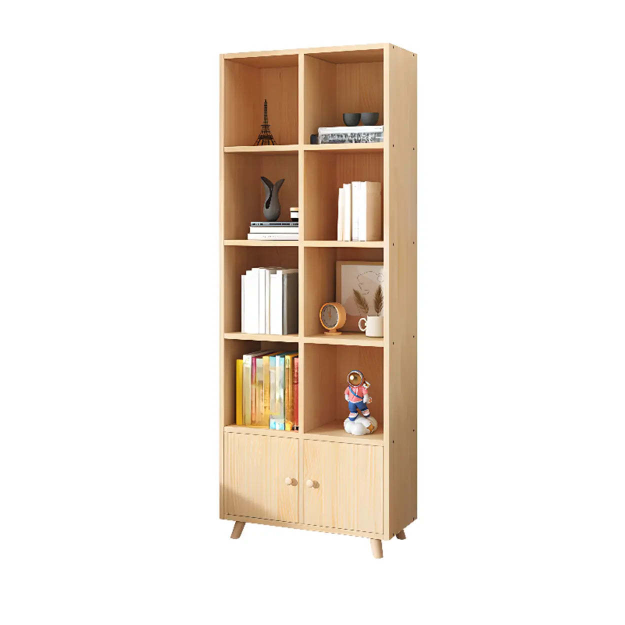 Wood Horizontal Closed-Back Bookcase — With Cabinet