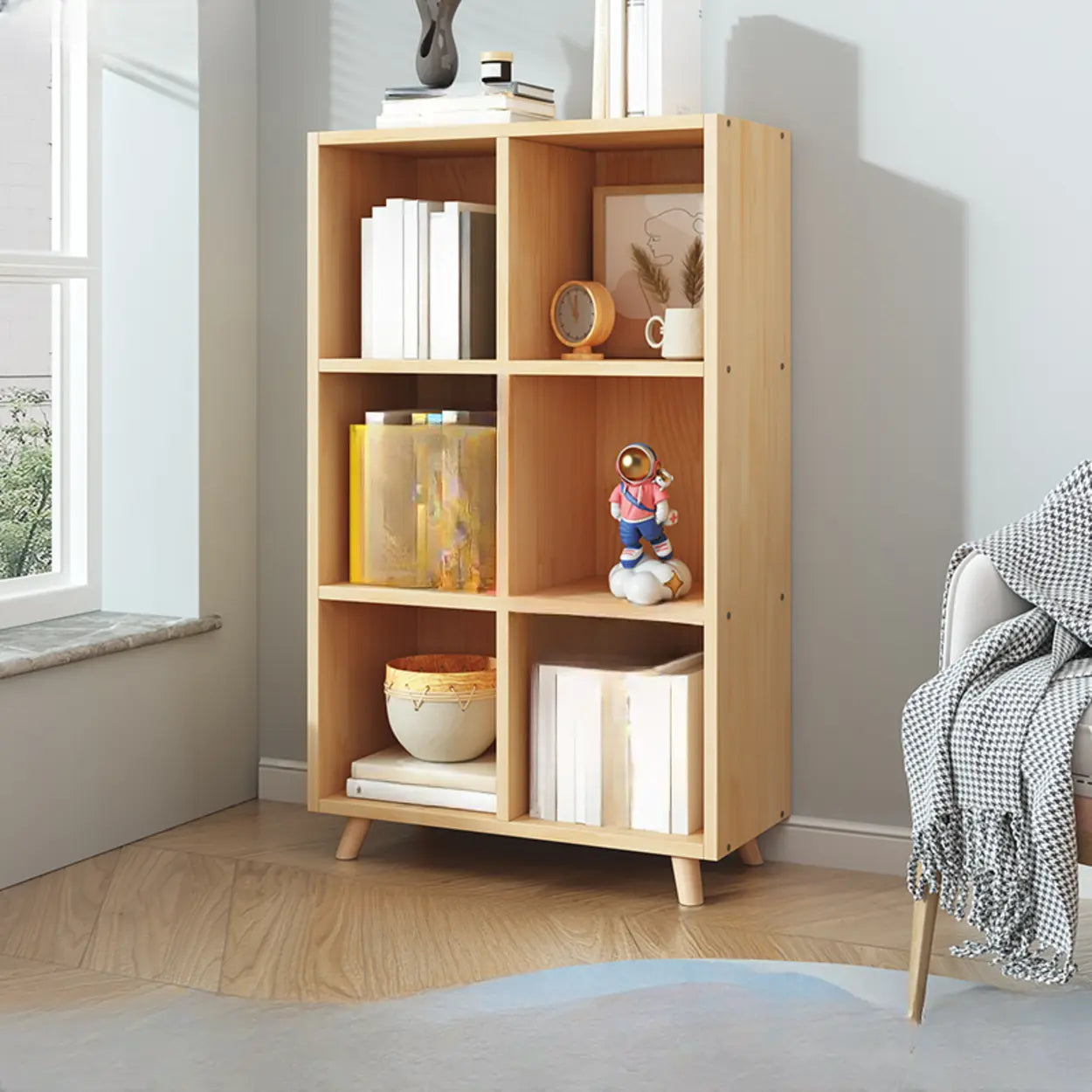Wood Horizontal Closed-Back Bookcase — With Cabinet