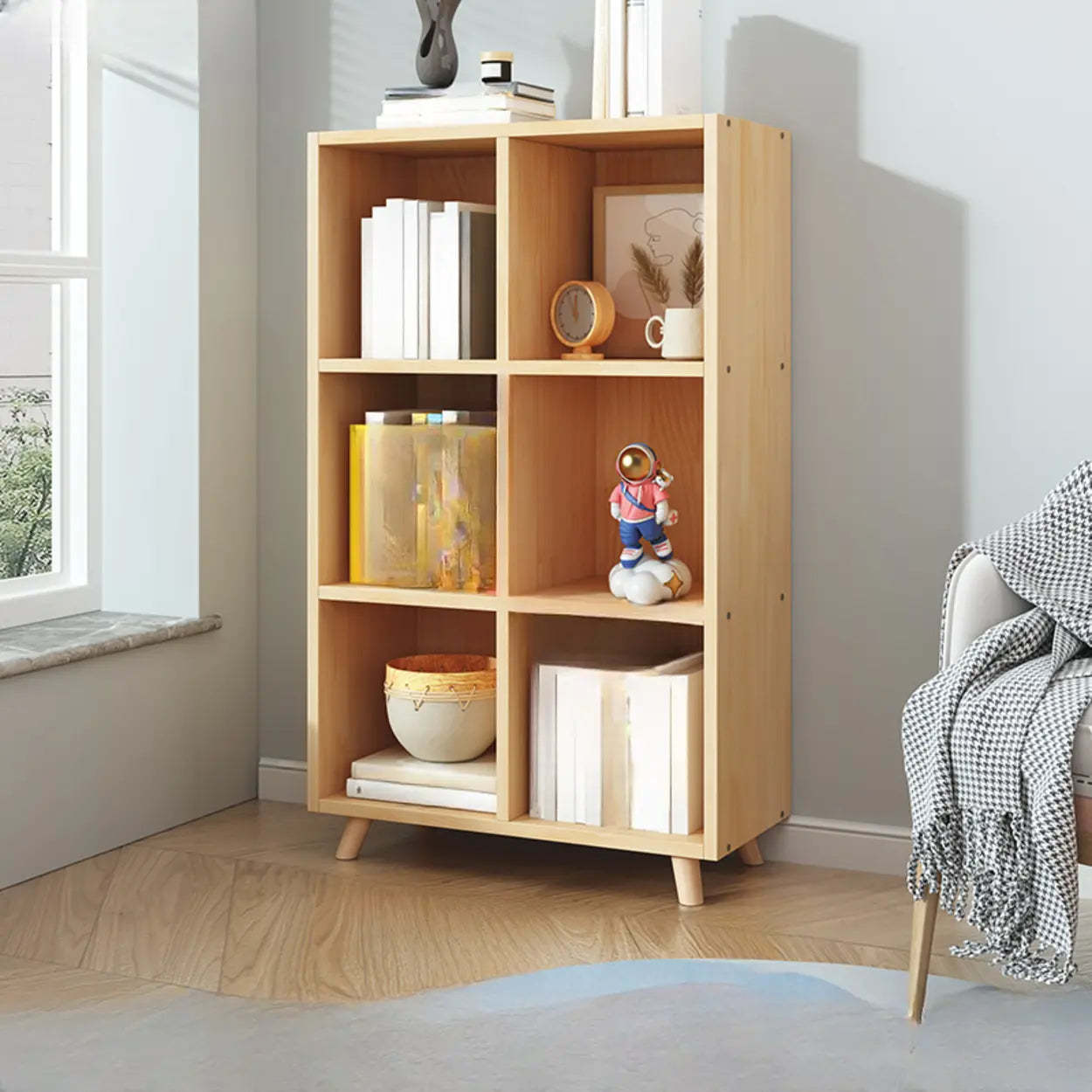 Wood Horizontal Closed-Back Bookcase — With Cabinet