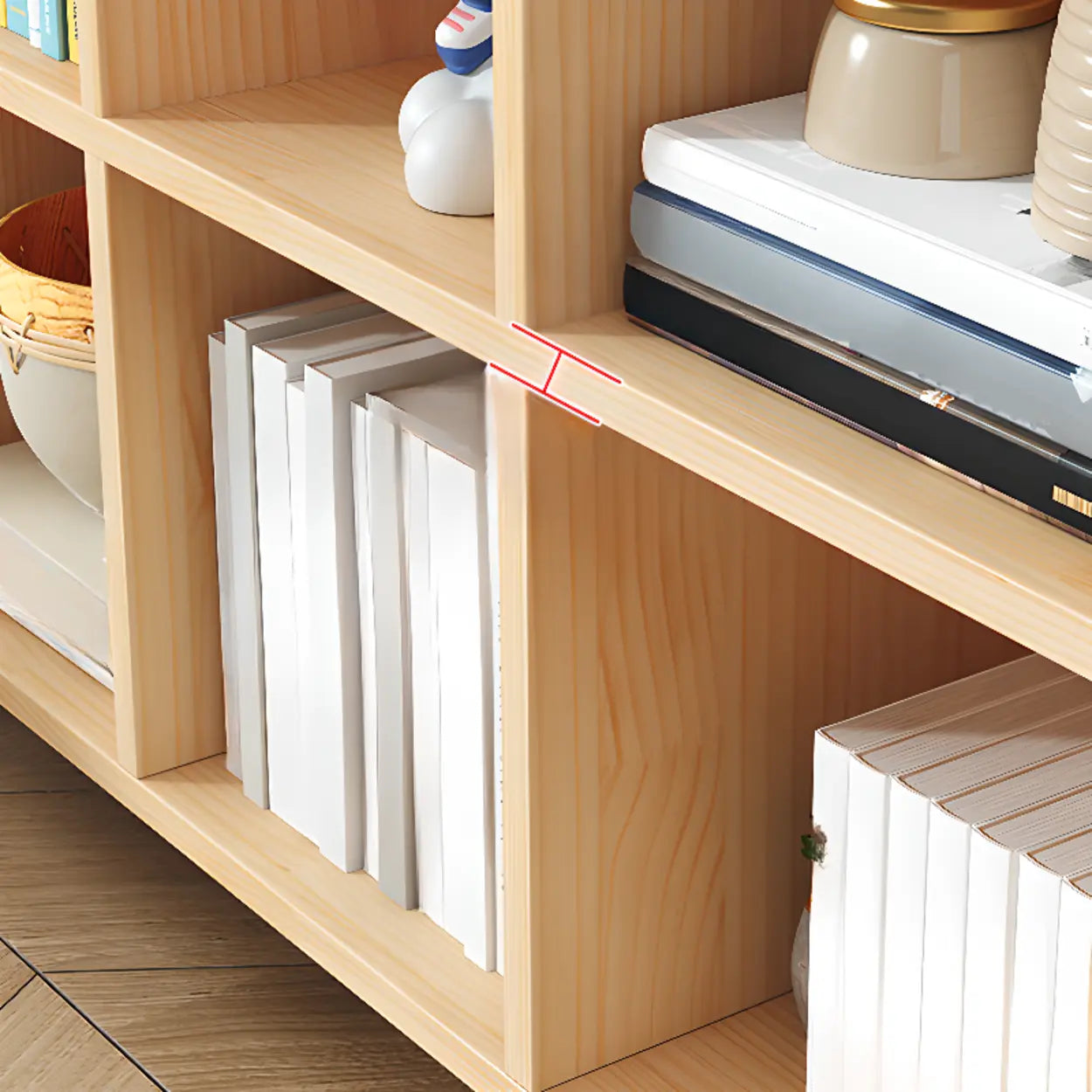 Wood Horizontal Closed-Back Bookcase — With Cabinet