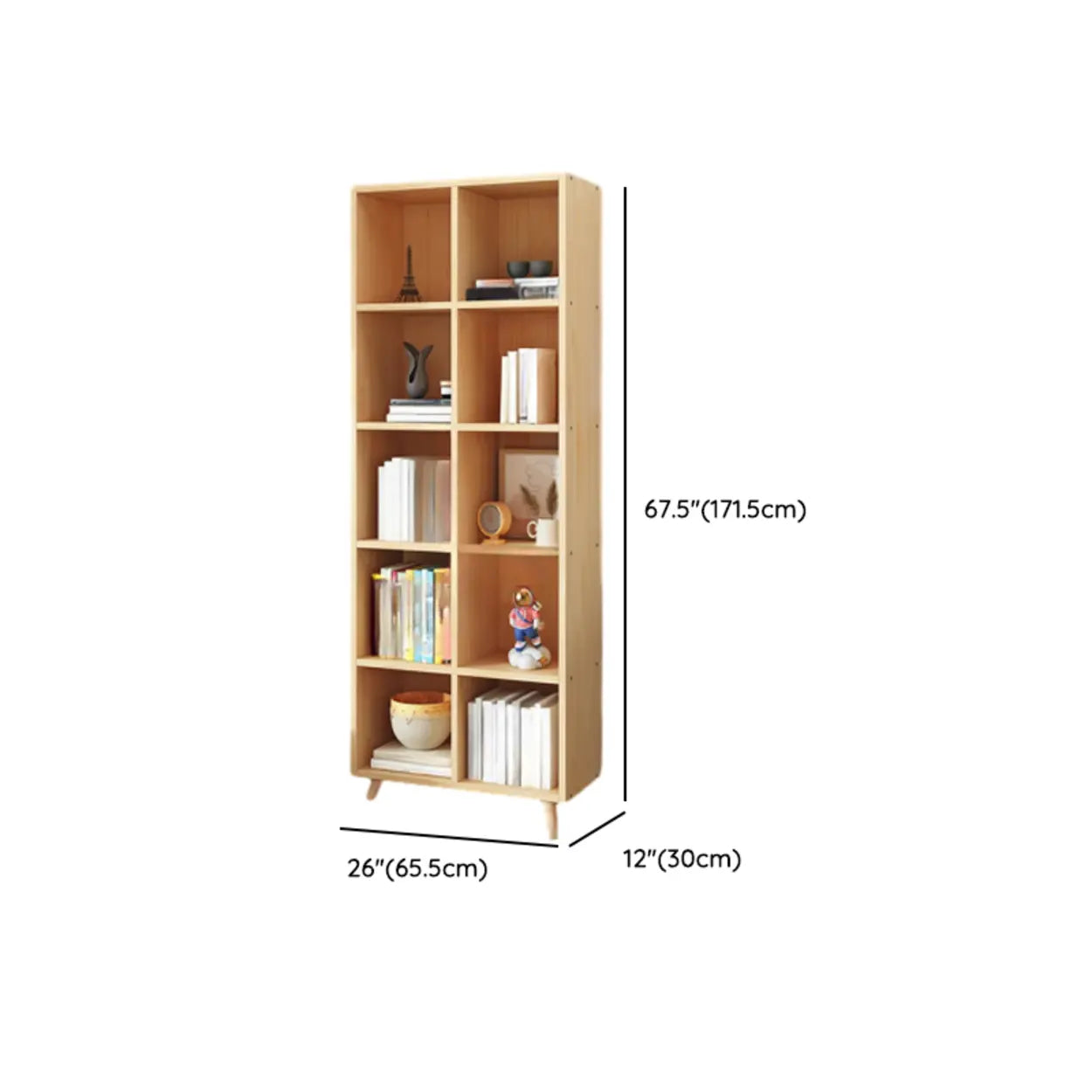 Wood Horizontal Closed-Back Bookcase