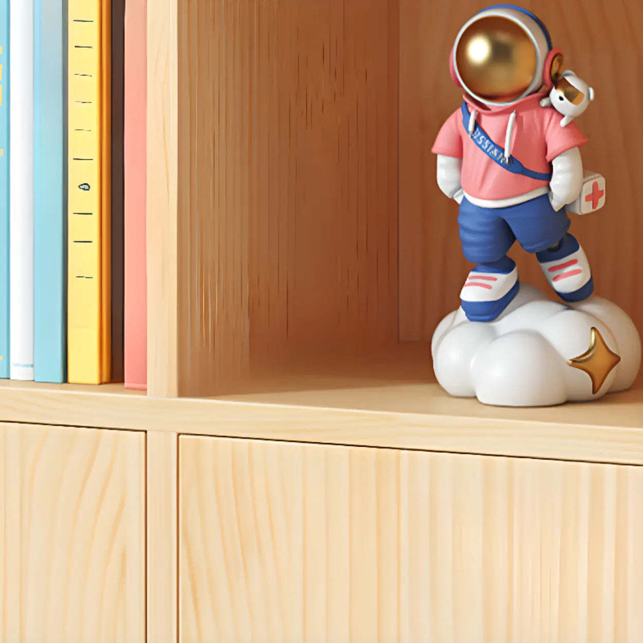 Wood Horizontal Closed-Back Bookcase — With Cabinet