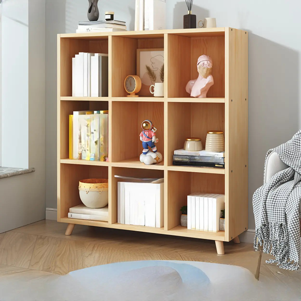 Wood Horizontal Closed-Back Bookcase — With Cabinet