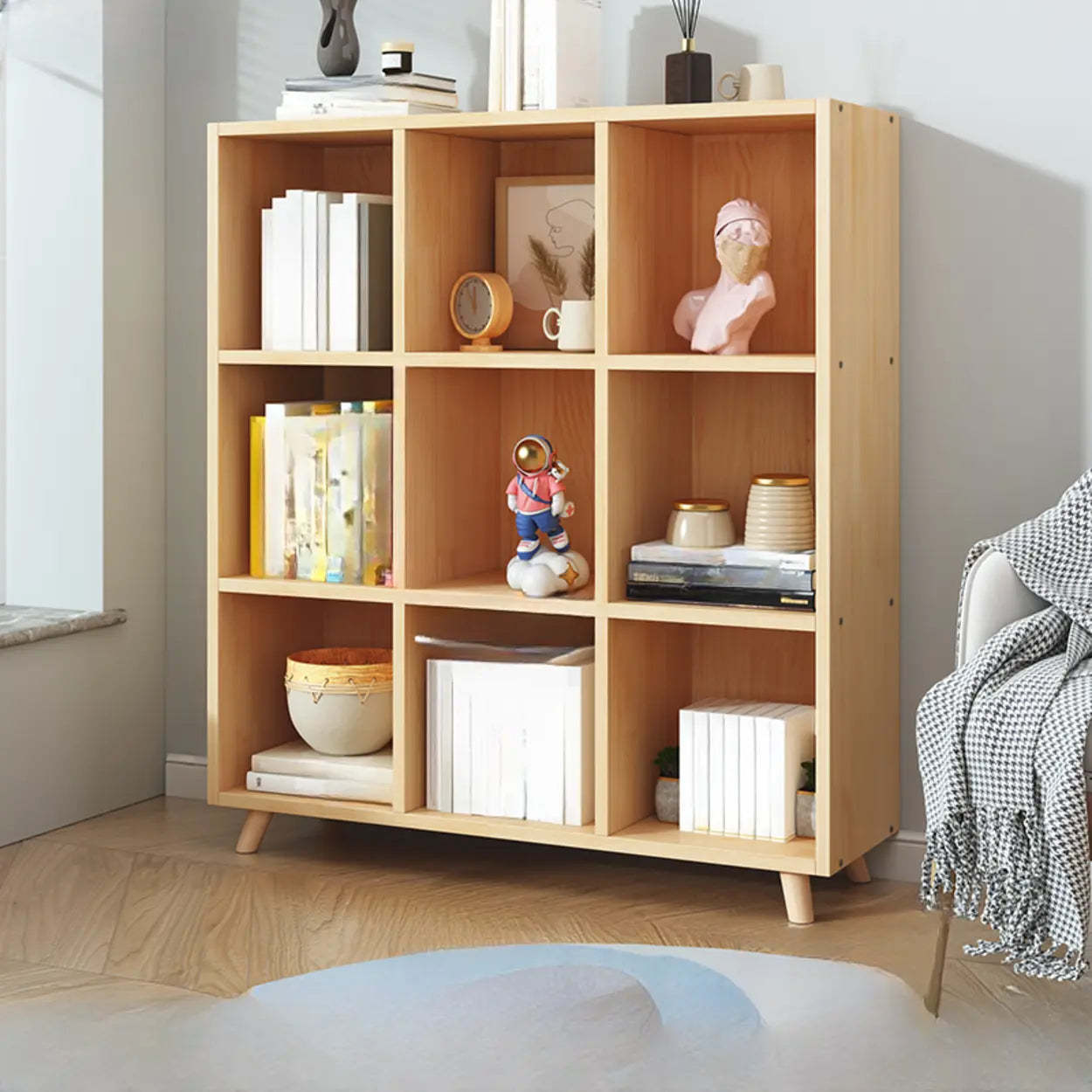 Wood Horizontal Closed-Back Bookcase — With Cabinet